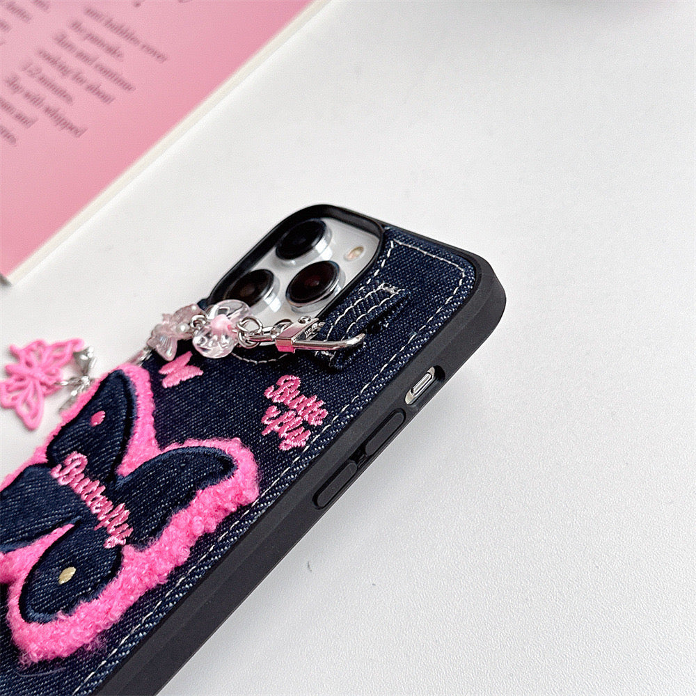 Blue Denim Butterfly Case