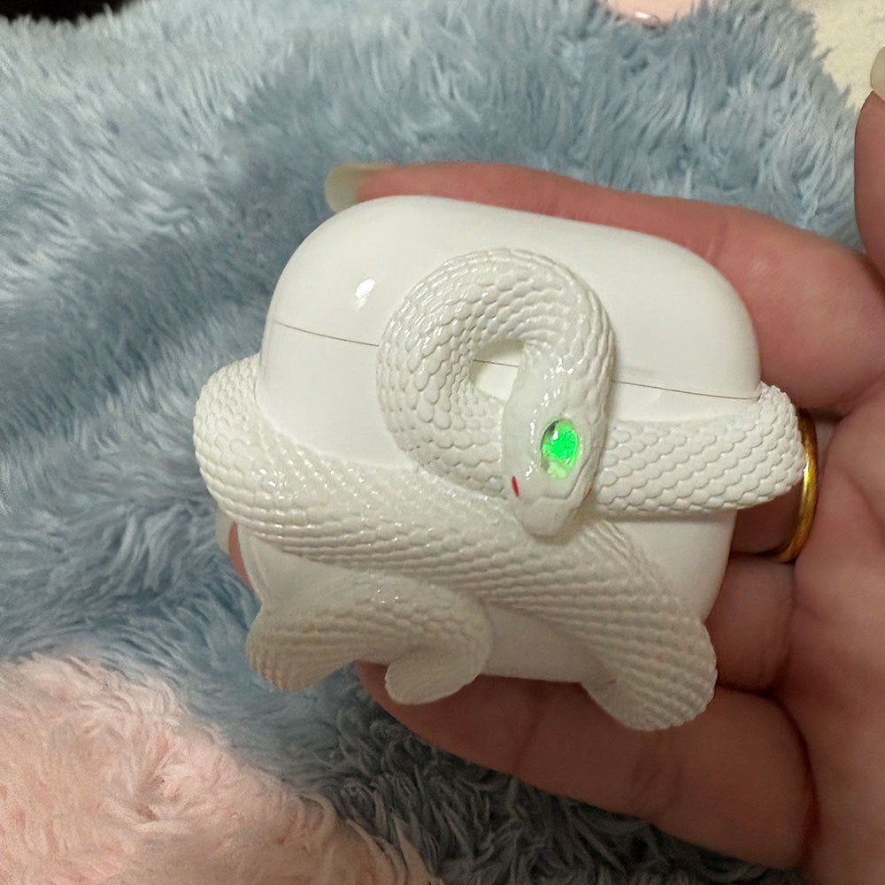 White Snake Airpod case