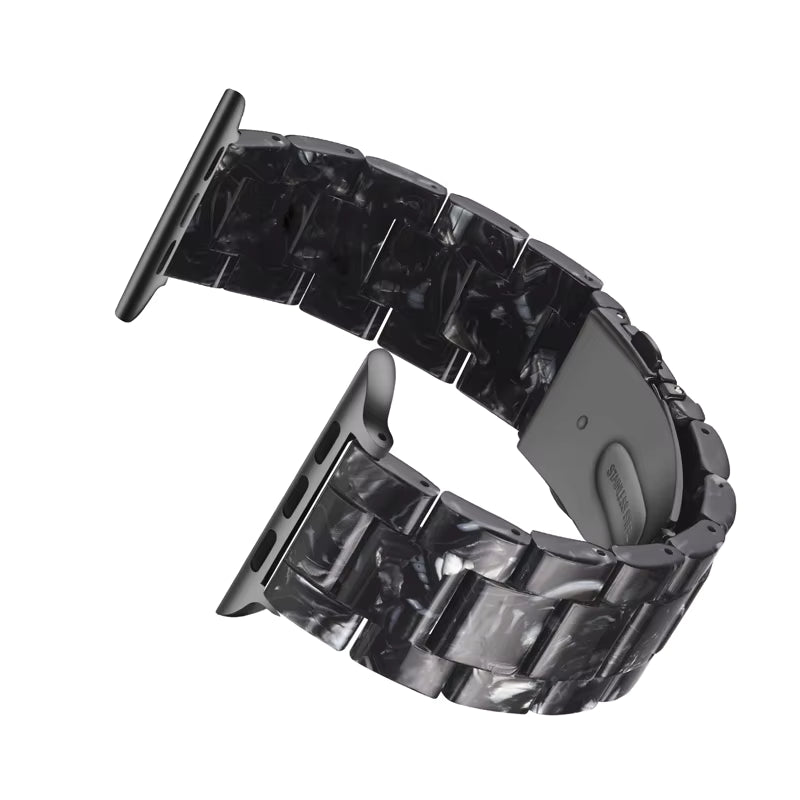 Black Marble Shell Resin Link Watch Band