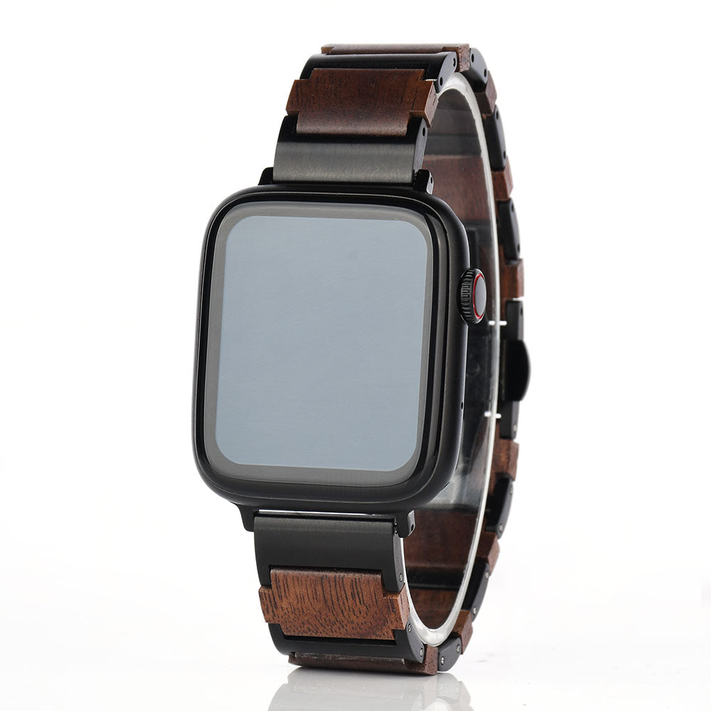 Wood Black Link Watch Band