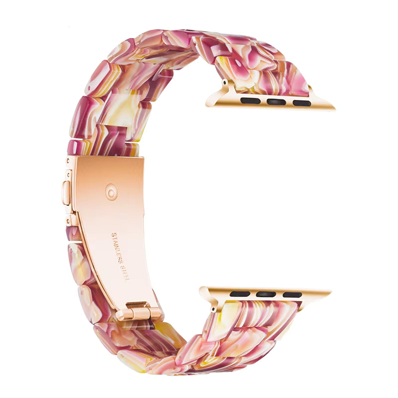 Pink Marble Swirl Resin Link Watch Band