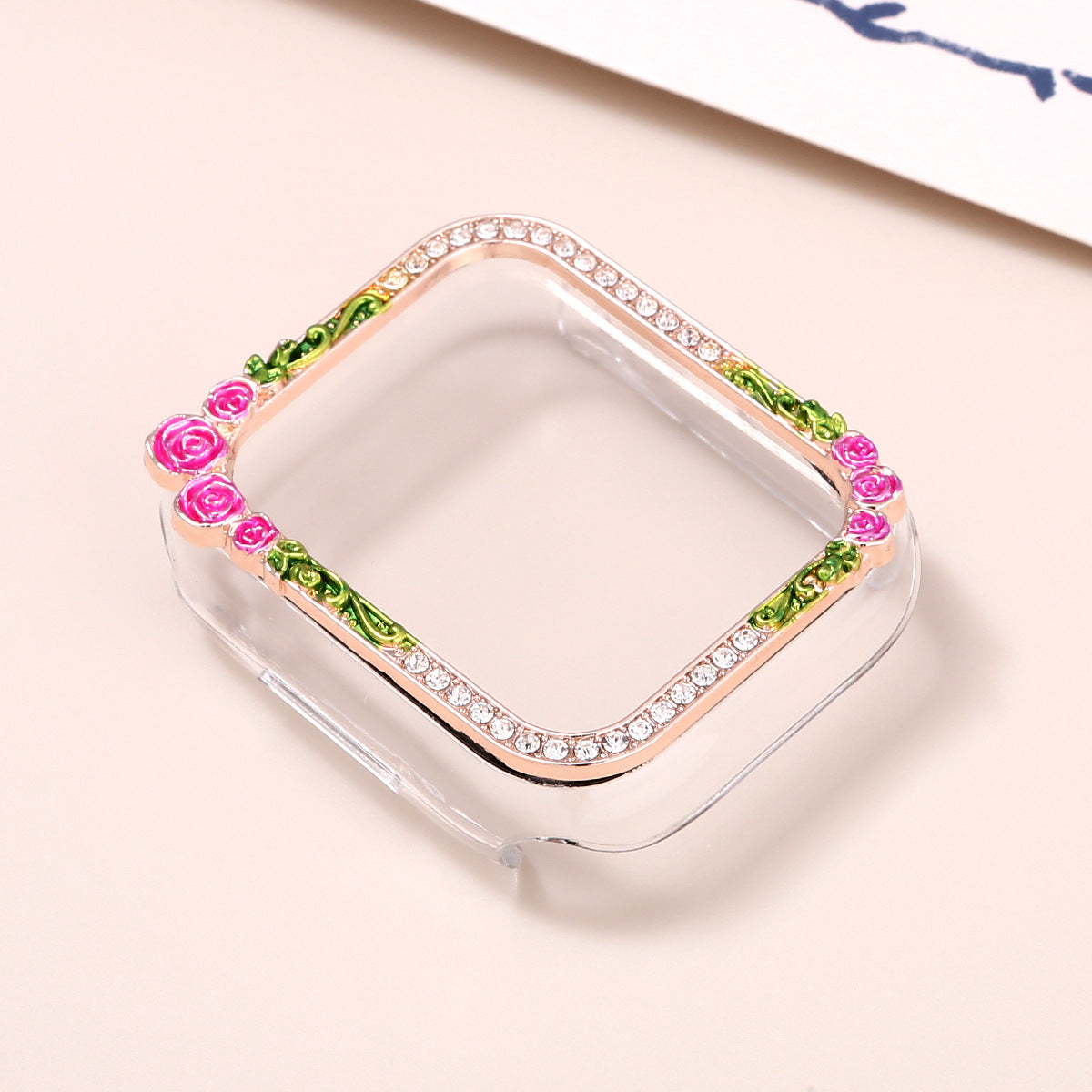 Rose Gold Bling Rose Watch Face Cover