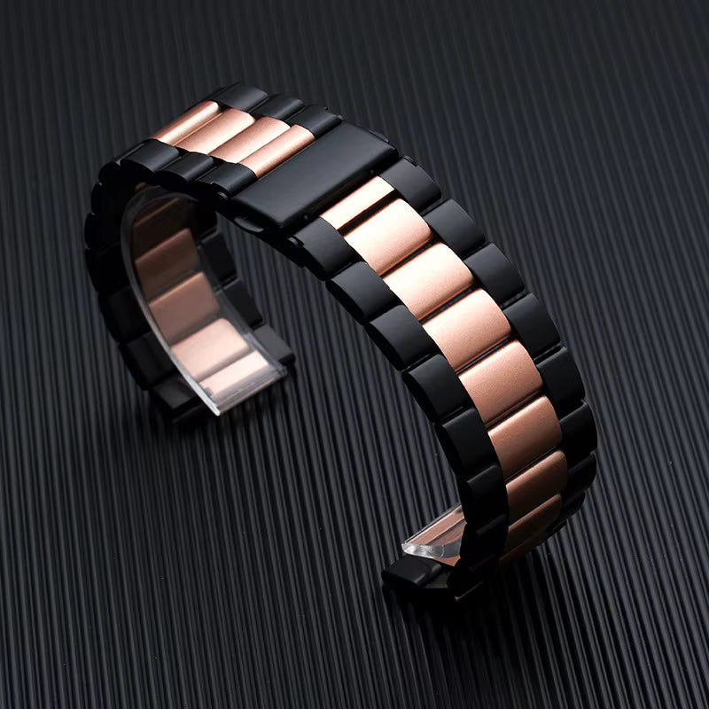 Stainless Steel Black Rose Gold Link Watch Band