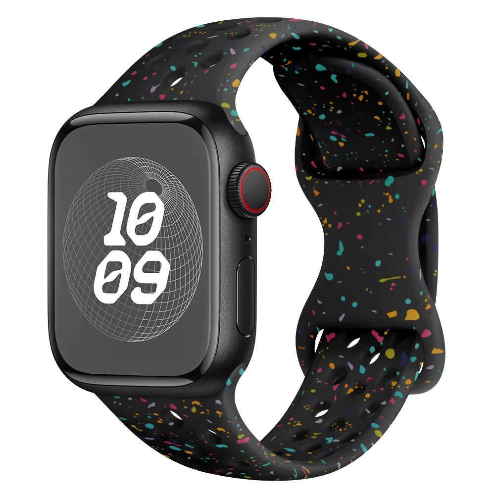 Black Silicone Spackle Watch Band