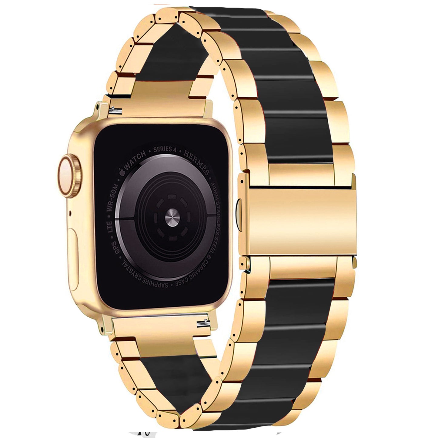 Gold Black Resin Link Watch Band