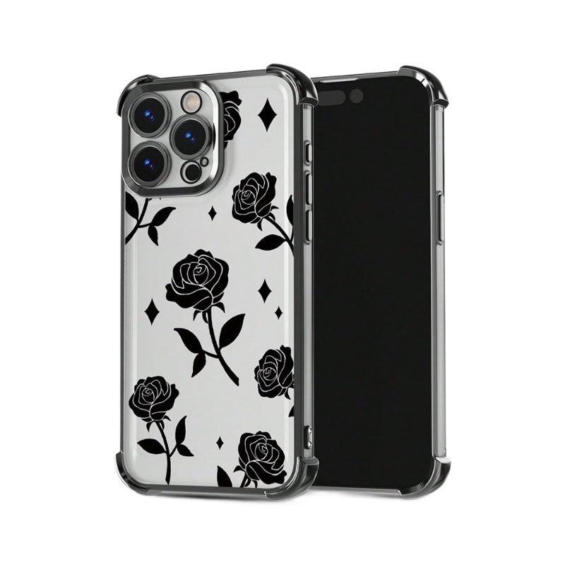 Clear Black Rose Phone Case