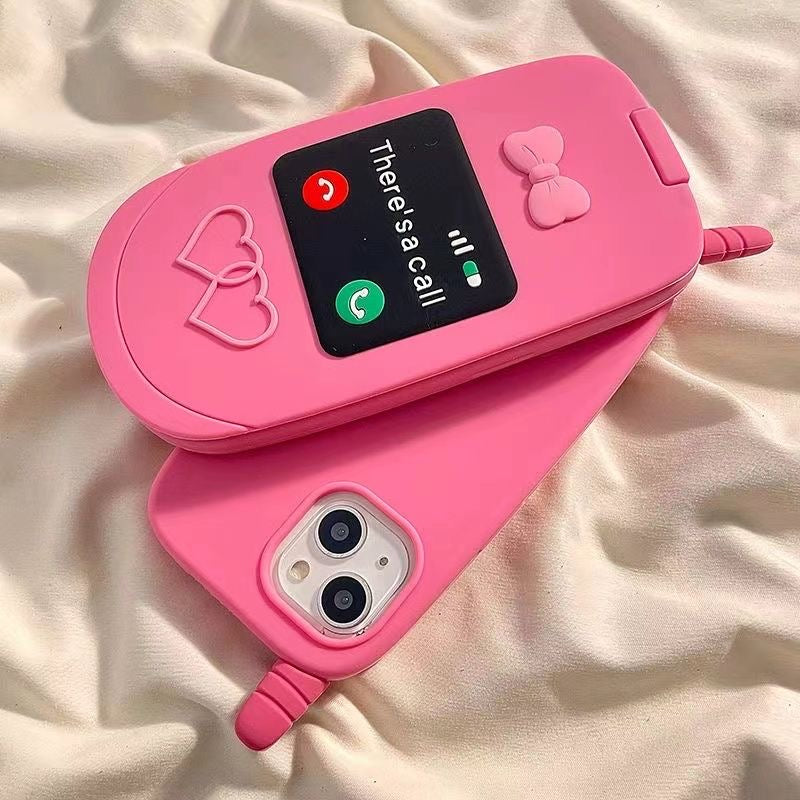 Pink Silicone Mirror Flip Phone case