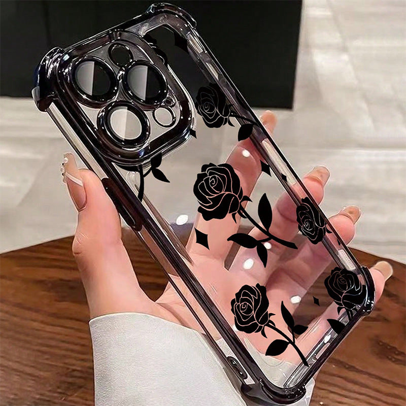 Clear Black Rose Phone Case