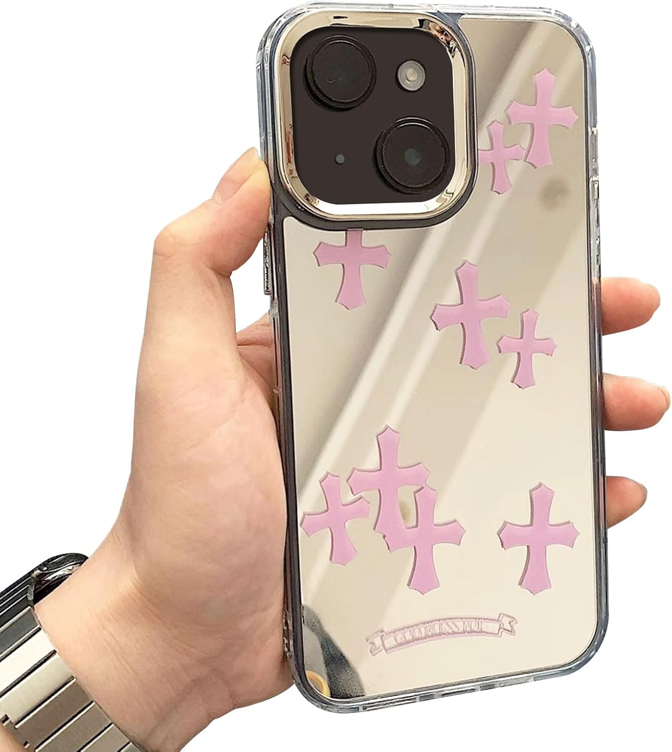 Pink Chrome Crosses Mirror Phone Case