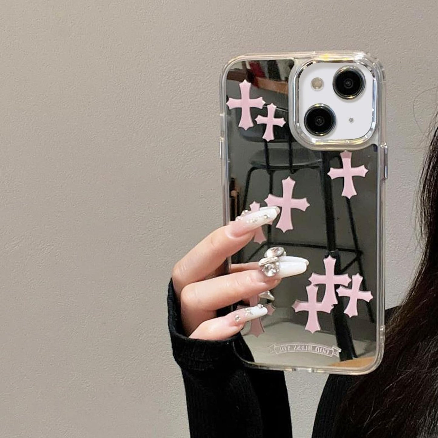 Pink Chrome Crosses Mirror Phone Case