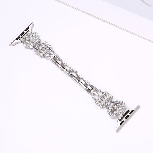 Silver Crown Crystal Watch Band