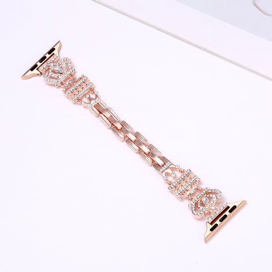 Rose Gold Crown Crystal Watch Band