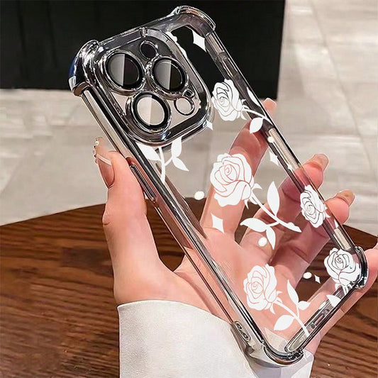 Clear White Rose Phone Case