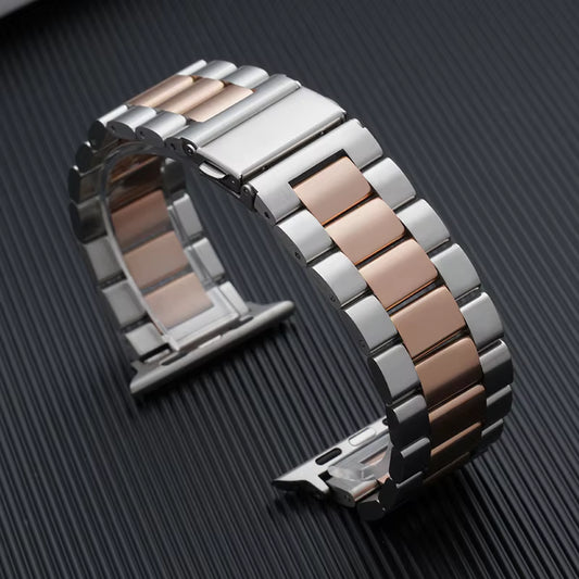 Stainless Steel Silver Rose Gold Link Watch Band