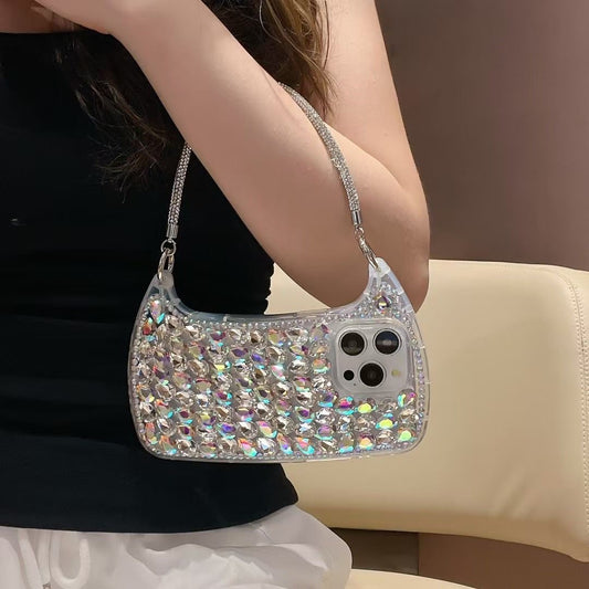 Silver Rhinestone Purse Phone Case