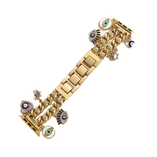 Gold Eye Charm Link Watch Band