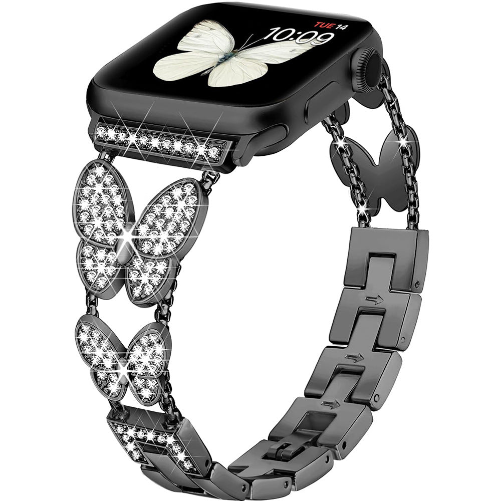 Black Butterfly Crystal Watch Band