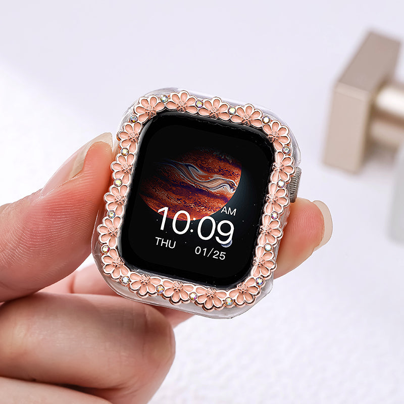 Pink Bling Flower Watch Face Cover