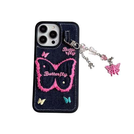Blue Denim Butterfly Case