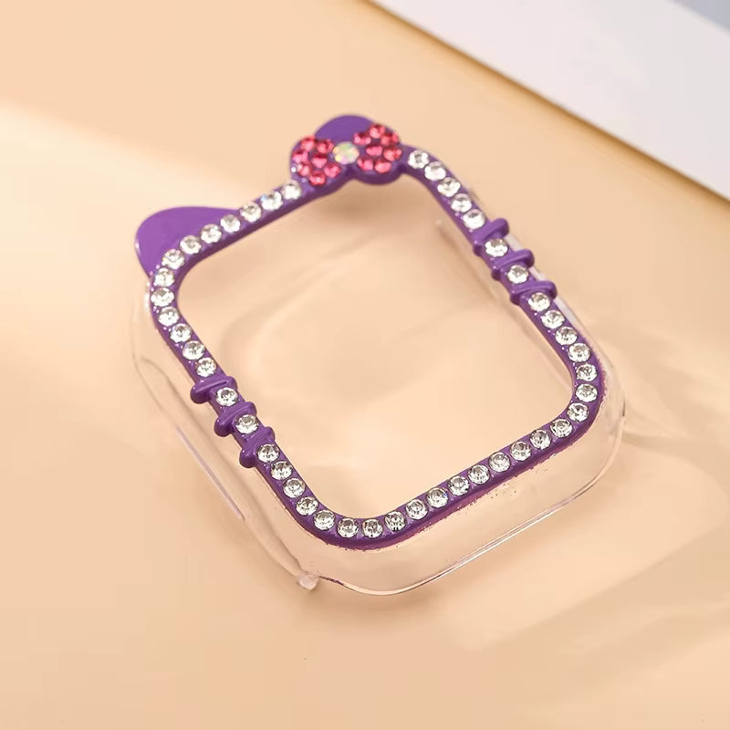 Purple Bling Kitty Watch Face Cover