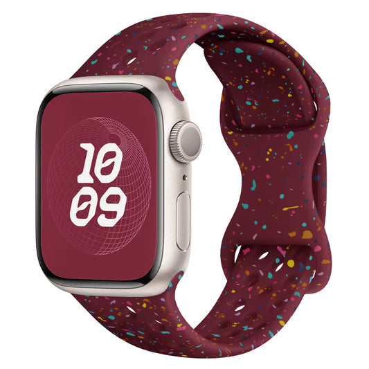 Burgundy Silicone Spackle Watch Band