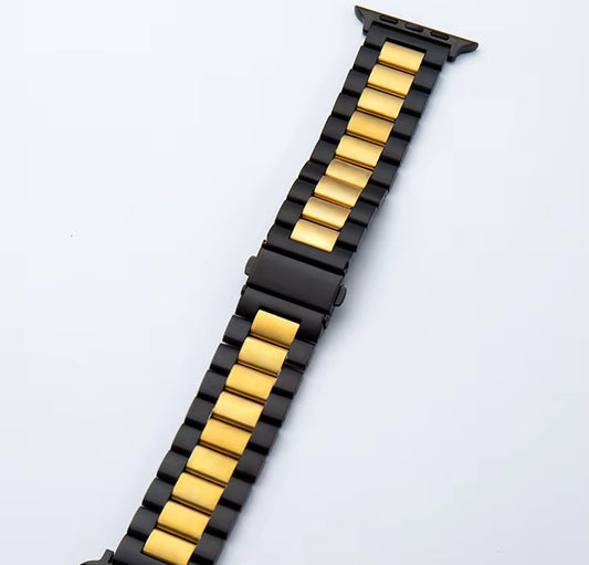 Stainless Steel Black Gold Link Watch Band