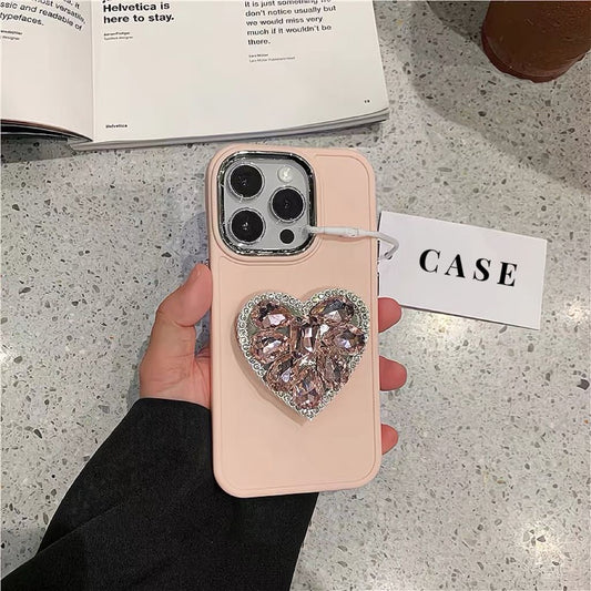 Pink Crystal Heart Holder case