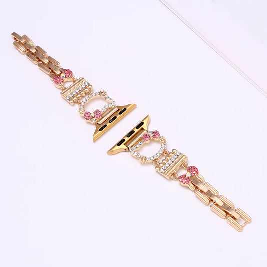 Gold Kitty Crystal Watch Band