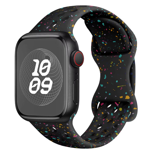 Black Silicone Spackle Watch Band