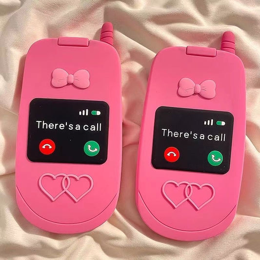 Pink Silicone Mirror Flip Phone case