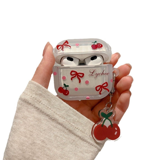 Clear Cherry Bow Airpod case
