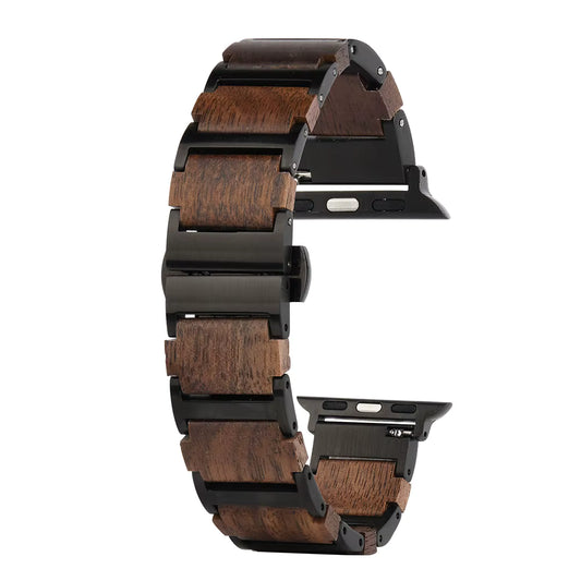 Wood Black Link Watch Band