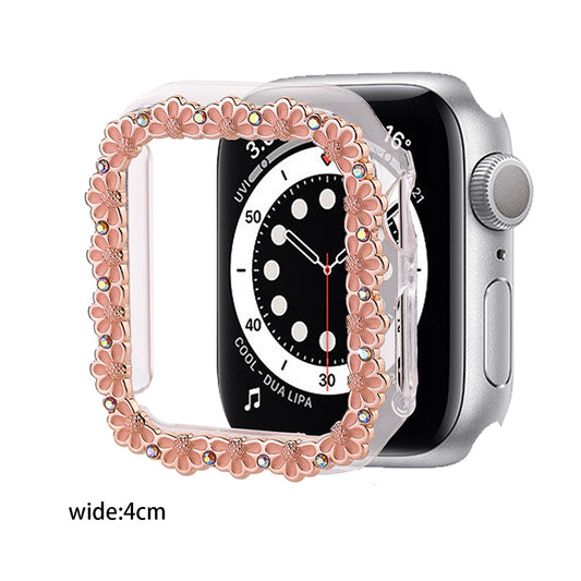 Pink Bling Flower Watch Face Cover
