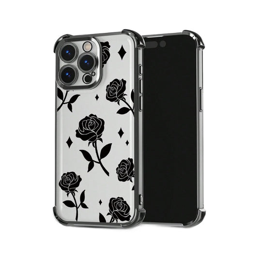 Clear Black Rose Phone Case