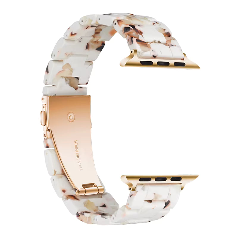 White Tortoise Shell Resin Link Watch Band