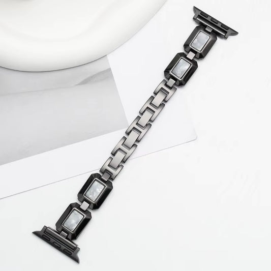 Black Big Block Crystal Link Watch Band