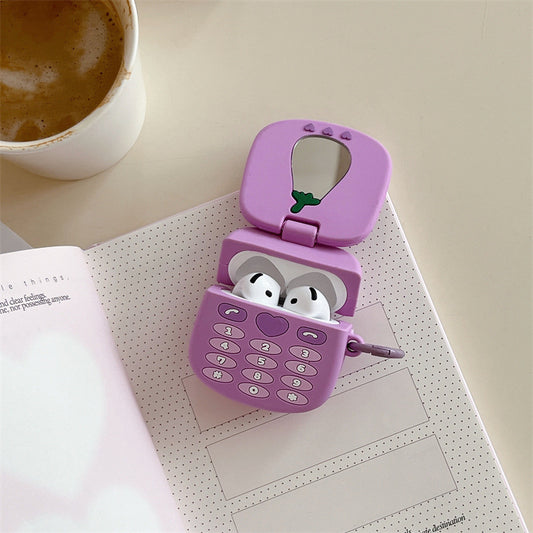 Eggplant Flip Phone Airpod case