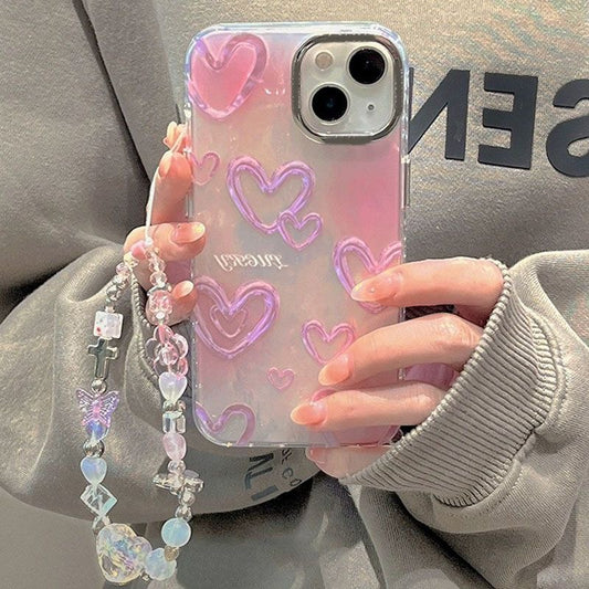 Pink Heart Laser Holo Phone Case