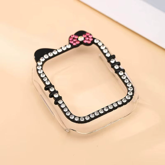 Black Bling Kitty Watch Face Cover