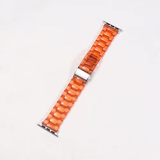 Clear Orange Resin Link Watch Band