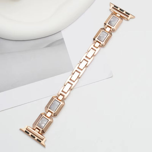 Rose Gold Big Block Crystal Link Watch Band