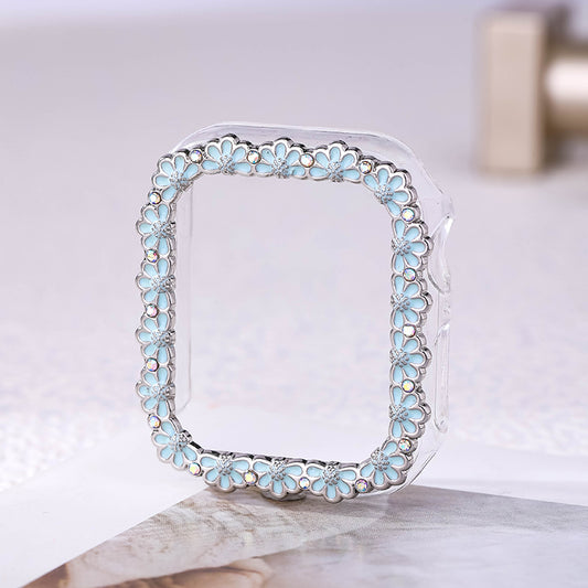 Blue Bling Flower Watch Face Cover