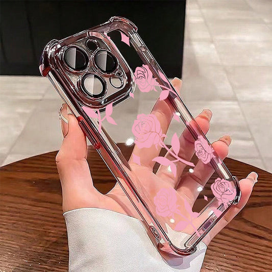 Clear Pink Rose Phone Case