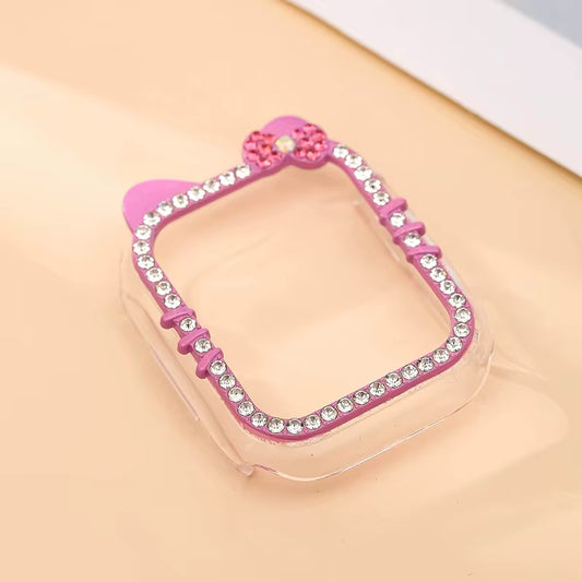 Pink Bling Kitty Watch Face Cover